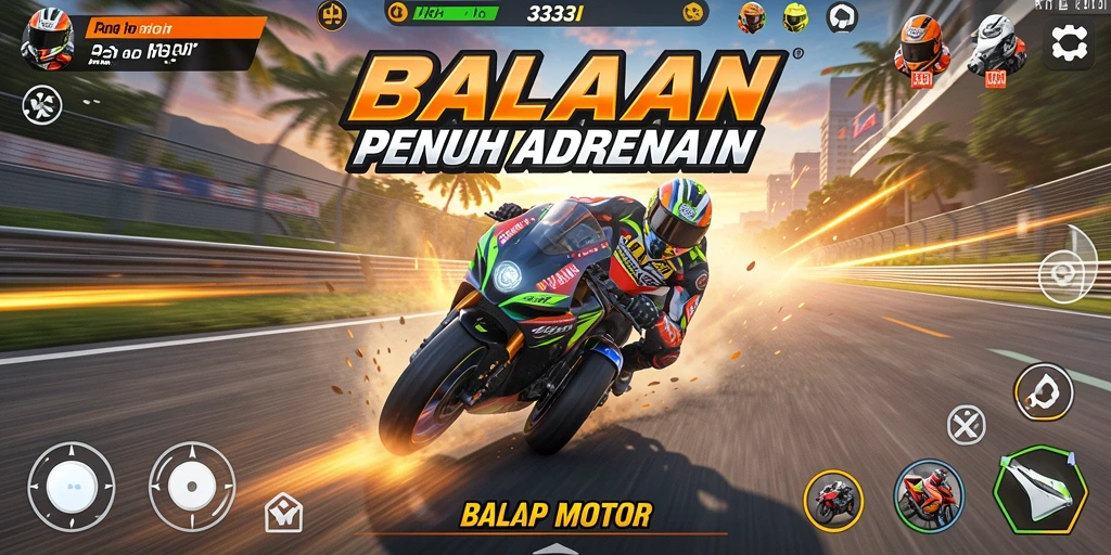 Antarmuka dan aksi balap motor yang mendebarkan di 333I.