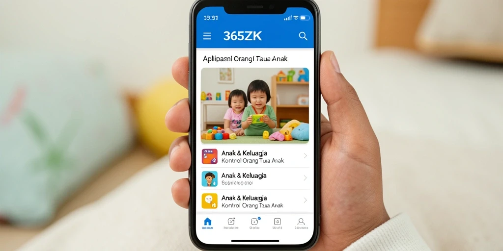 Antarmuka aplikasi 365ZK untuk kontrol orang tua anak.