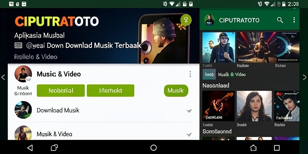 Antarmuka aplikasi CIPUTRATOTO untuk Download Musik yang menarik.