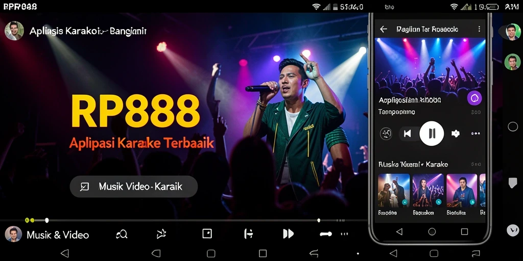 Screenshot antarmuka utama RP888 dengan fungsi Karaoke yang menarik.