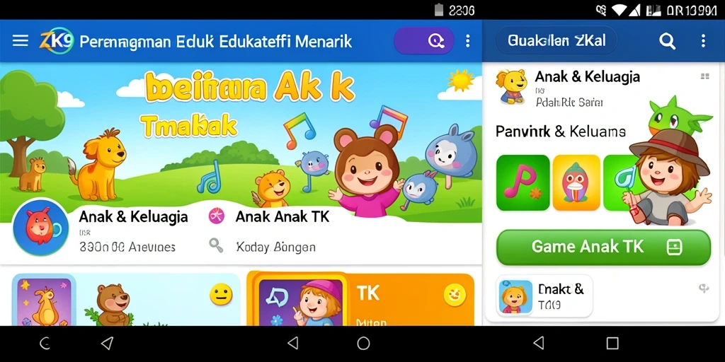 Antarmuka ZK9 yang cerah dan interaktif untuk anak-anak.